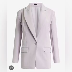 NWOT Express Women's Lavender Mist Gray Oversized Scuba Blazer